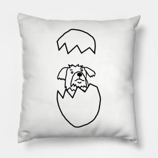 Cute Dog Popping out of Easter Egg Outline Pillow