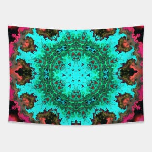 Psychedelic Hippie Flower Teal and Pink Tapestry