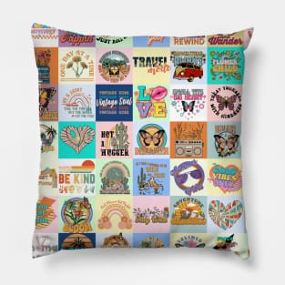 Retro Positivity Patchwork Pillow