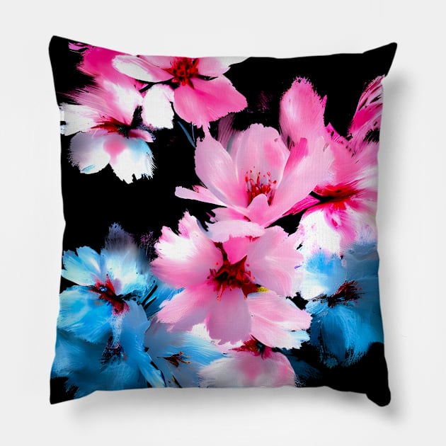 Japanese Sakura Cherry Blossoms Pillow by Ravenglow