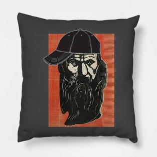 Man with Beard and Sideways Hat Pillow