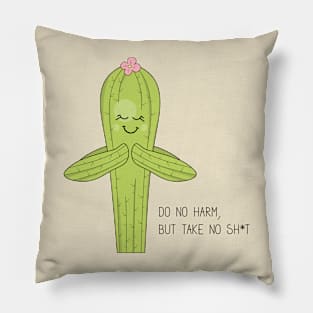 Cartoon cactus in namaste pose Pillow