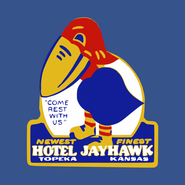 Hotel Jayhawk Topeka Kansas Vintage Travel Sticker by Yesteeyear