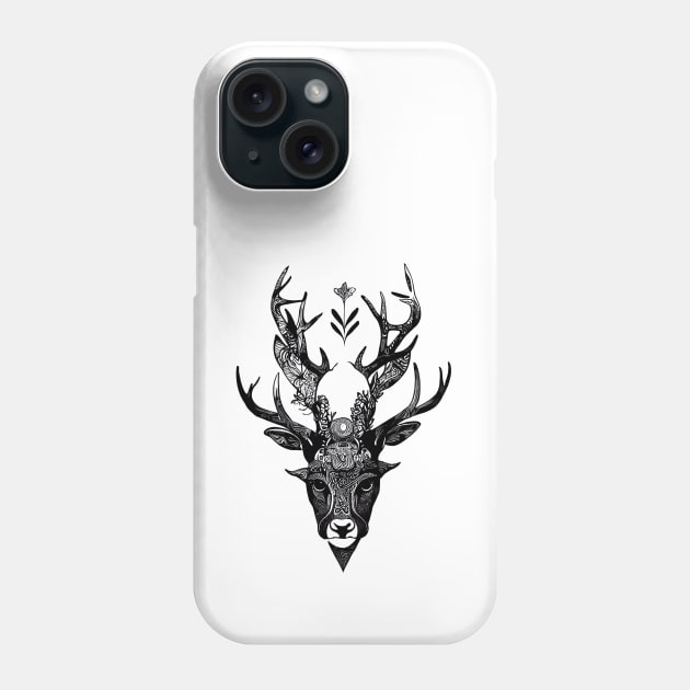 Stag Deer Wild Animal Nature Illustration Art Tattoo Phone Case by Cubebox