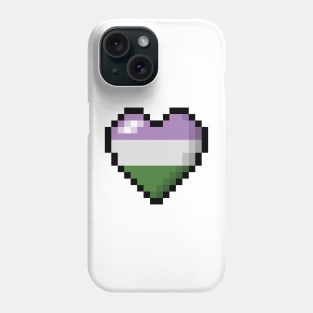 Large Pixel Heart Design in Genderqueer Pride Flag Colors Phone Case