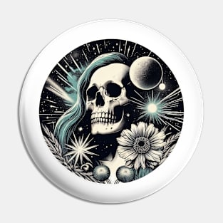 trippy skull and flowers Pin