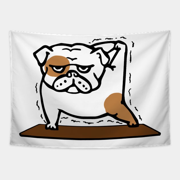 Funny bulldog in yoga pose Tapestry by MasutaroOracle