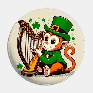 St. Patrick’s Day Monkey Playing Harp Pin