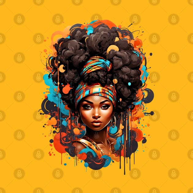 Black Woman Tribal Hip Hop Afro fashionable design by Neon City Bazaar