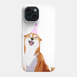 Happy Shiba Inu - Pink party hat Phone Case