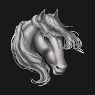 Horse Head - White with Blue Eyes T-Shirt