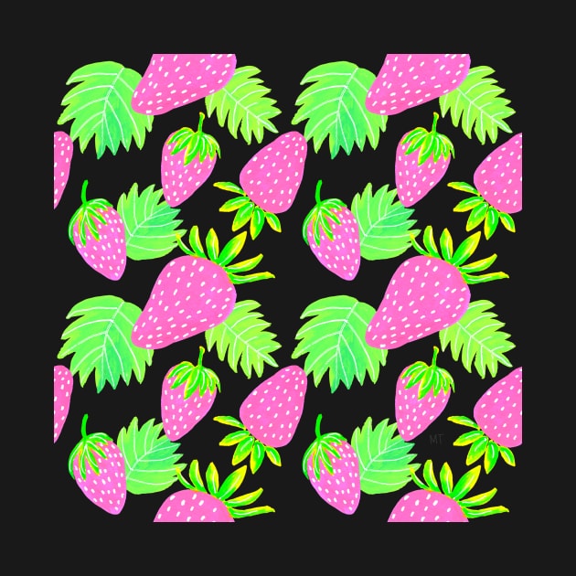 Strawberries Pattern - Hot Pink by monitdesign