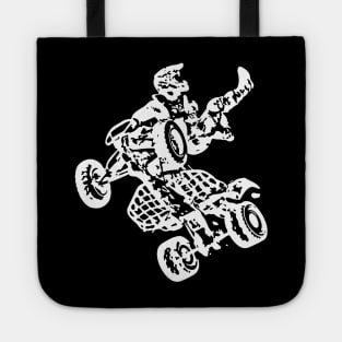 Quad Bike Freestyle White Sketch Art Tote