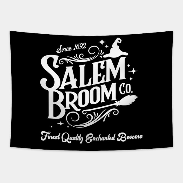 Salem 1692 Broom Company Witch Witchcraft Tapestry by Mellowdellow