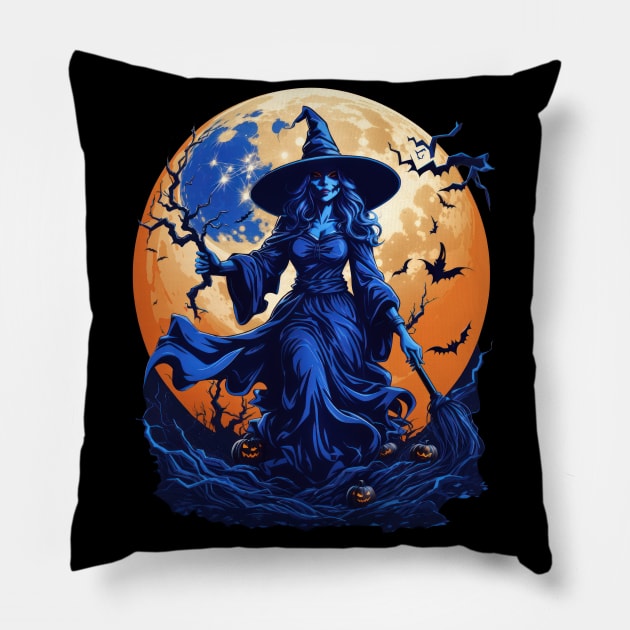 Halloween Bewitching Witch Pillow by TooplesArt