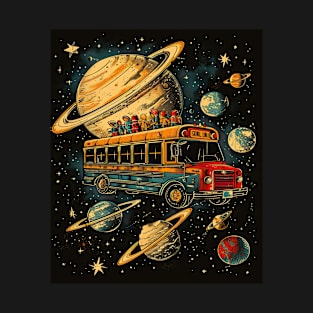 Galactic School Run: Vintage Space Bus Adventure Tee T-Shirt