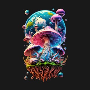 Magic Mushroom Psychedelic Retro Style Shrooms Design T-Shirt