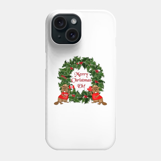 Canadian Mountie Beaver Christmas Eh! Phone Case by SpiceTree