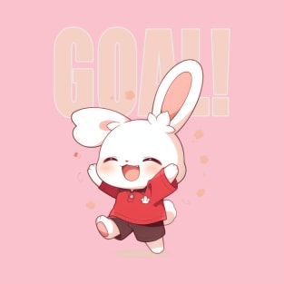 Kawaii Cute Soccer Rabbit - Goal! T-Shirt