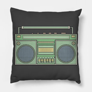 Green Vintage Boombox Pillow