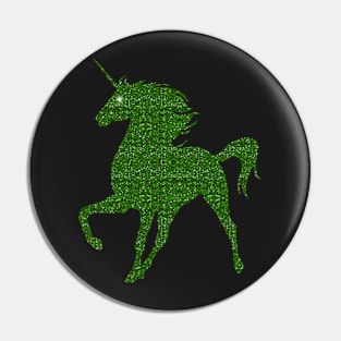 Green Faux Glitter Magical Unicorn Pin
