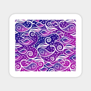 Paisley Bohemian Breeze Art - White and Shades of Purple and Blue Magnet