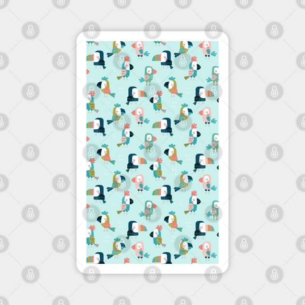 Cute Colorful Beautiful Bird Pattern Artwork Magnet by Artistic muss