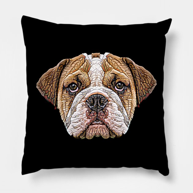 English Bulldog Face Pillow by DoggyStyles
