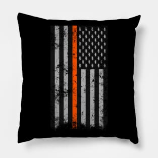 Halloween Thin Orange Line Flag Bats Pillow
