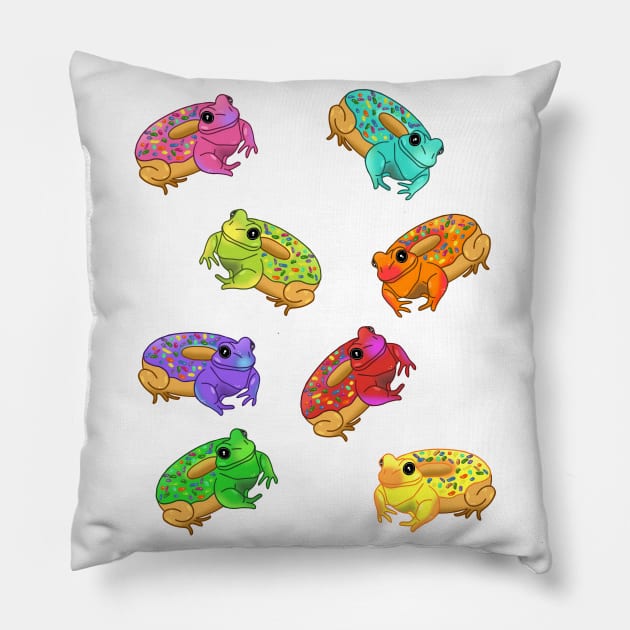 Donut Frog Doodle Pattern Pillow by FandomizedRose