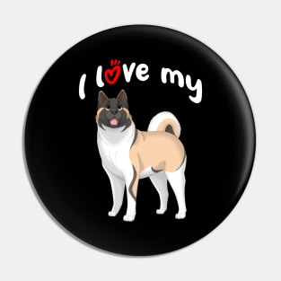 I Love My Akita Dog Pin