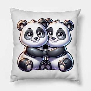 Pandas hugging. Pillow