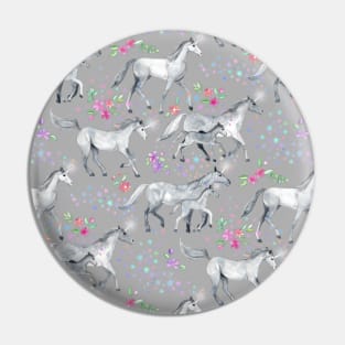 Unicorns and Stars on Soft Grey Pin