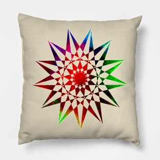 Trippy Star Geometric Abstract Colorful Star Pillow