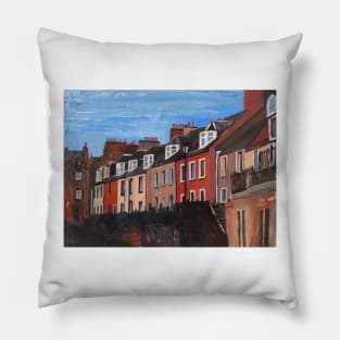 South Queensferry Row Of Houses , Scotland Pillow
