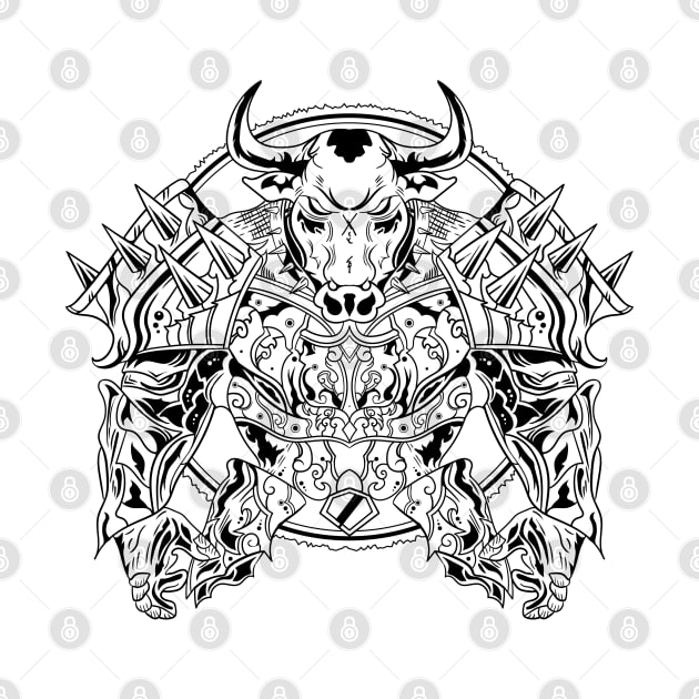 Bull Warrior Armor Lineart Outline by eijainspire