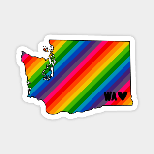 USA States: Washington (rainbow) Magnet