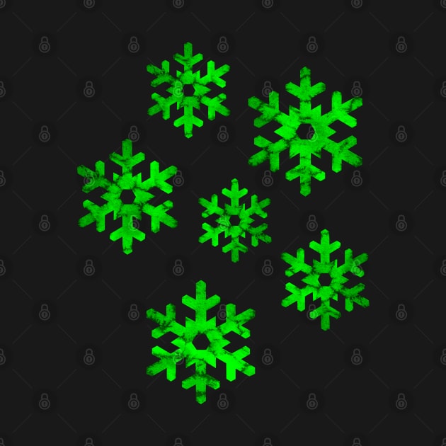 Watercolor Snowflakes (Green) by illucalliart