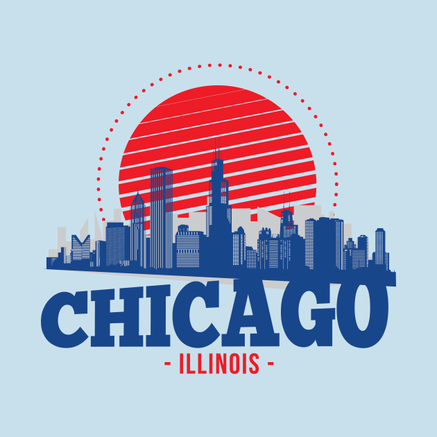 Retro Chicago, Illinois Skyline by SLAG_Creative