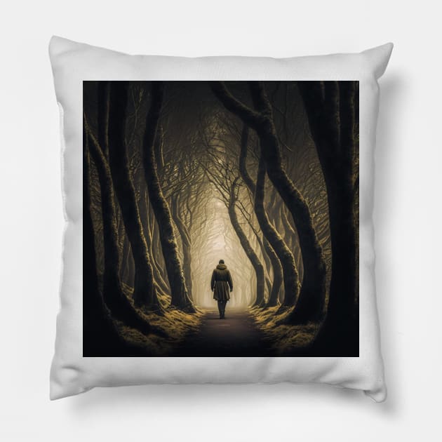 Lone Man in the Woods Pillow by seguns1
