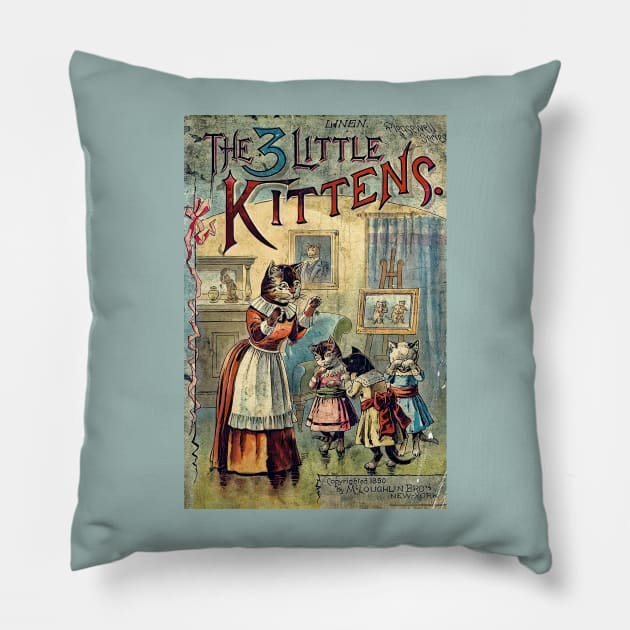 The three little kittens- cute childrens book cover Pillow by stevepaint