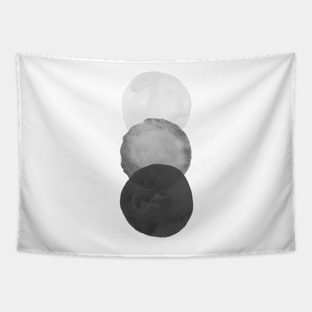 Black and White Watercolor Circles Tapestry by cletterle