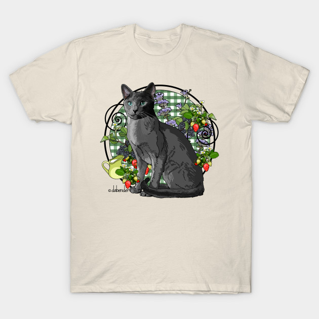 Russian Blue Cat With Berries Cats T Shirt Teepublic