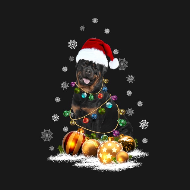 Rottweiler Christmas Light Dog Lovers Funny Gifts by Sky at night