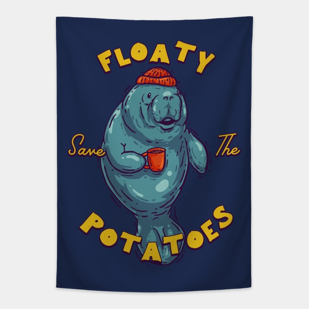 Save the Floaty Potatoes - Florida Manatee Tapestry by anycolordesigns