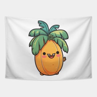 Kawaii Cute Papaya Juicy Fruit Art Tapestry