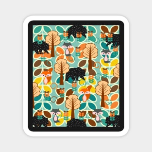 Magical forest with foxes and bears Magnet