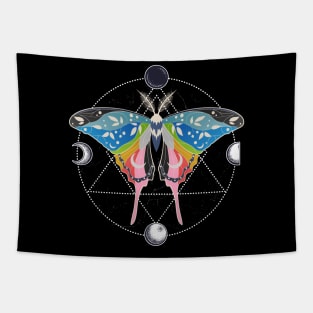 Queer Luna Moth Celestial Cottagecore LGBT Pride Flag Tapestry