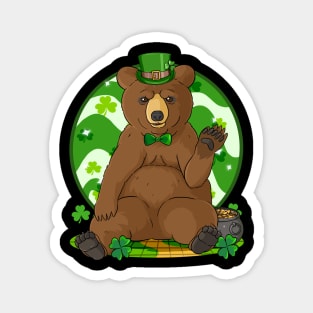 Grizzly Bear St Patricks Day Leprechaun Magnet