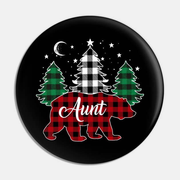 Aunt Bear Buffalo Red Plaid Matching Family Christmas Pin by Marang